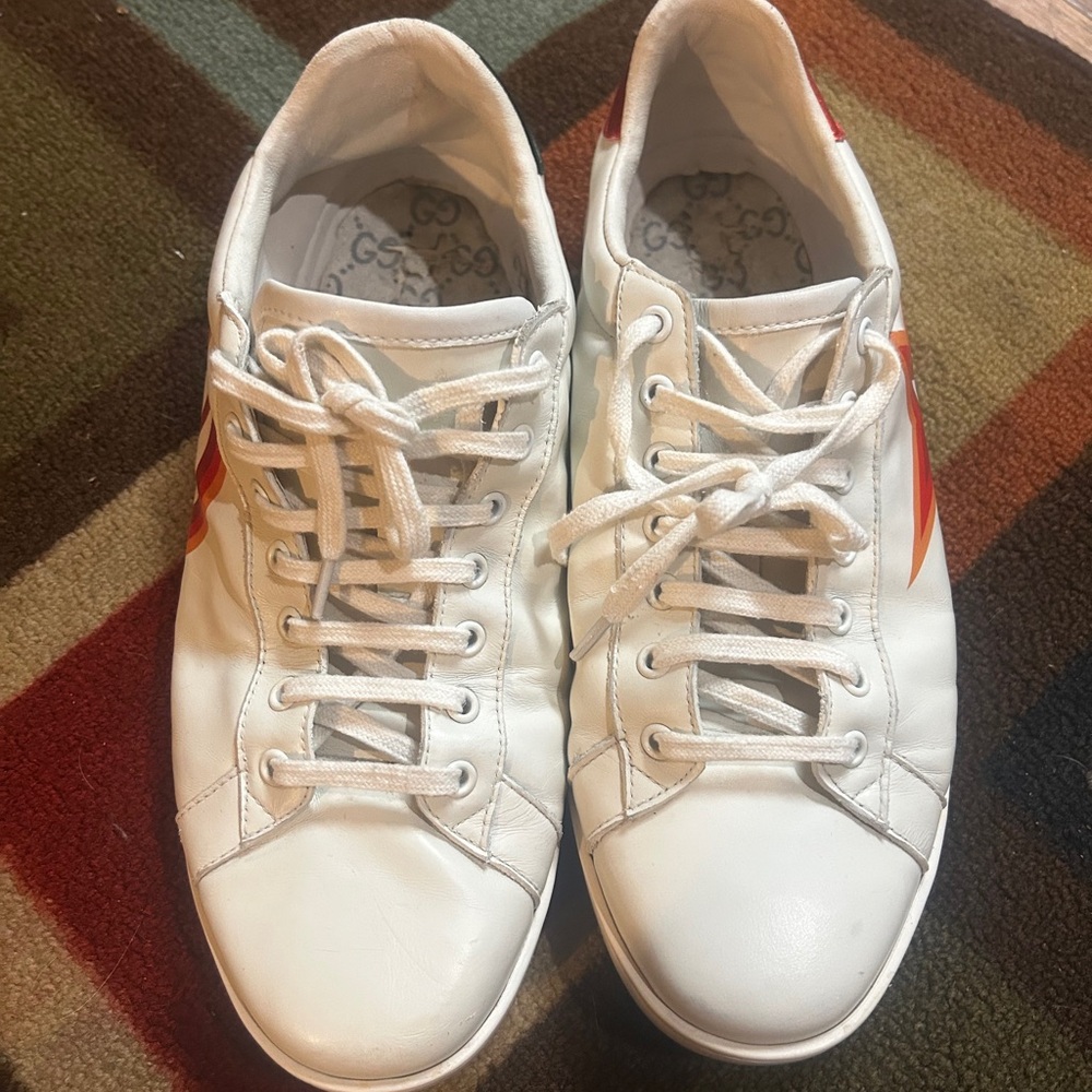 Gucci White Sneakers with Red and Orange Details - Picture 3 of 14